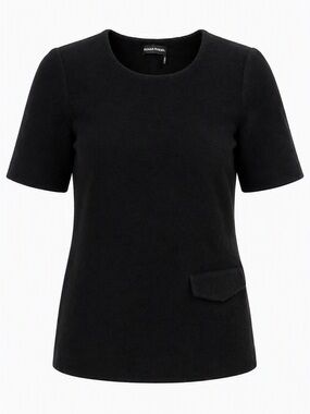 Sonia Rykiel Angora & Virgin Wool Black Short-Sleeve Women's Top sz 34 or S